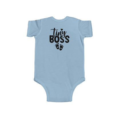 Infant Bodysuit - "Tiny Boss" Baby Onesie with Footprint Graphic