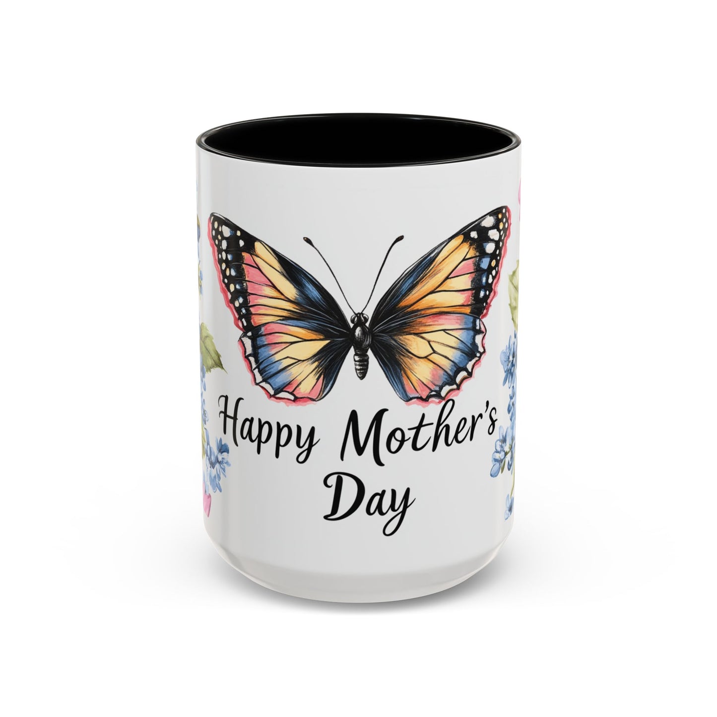 Mother's Day Butterfly Floral Coffee Mug – "Happy Mother's Day" Accent Mug (11/15 oz)