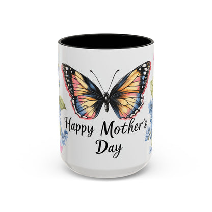 Mother's Day Butterfly Floral Accent Coffee Mug – "Happy Mother's Day"