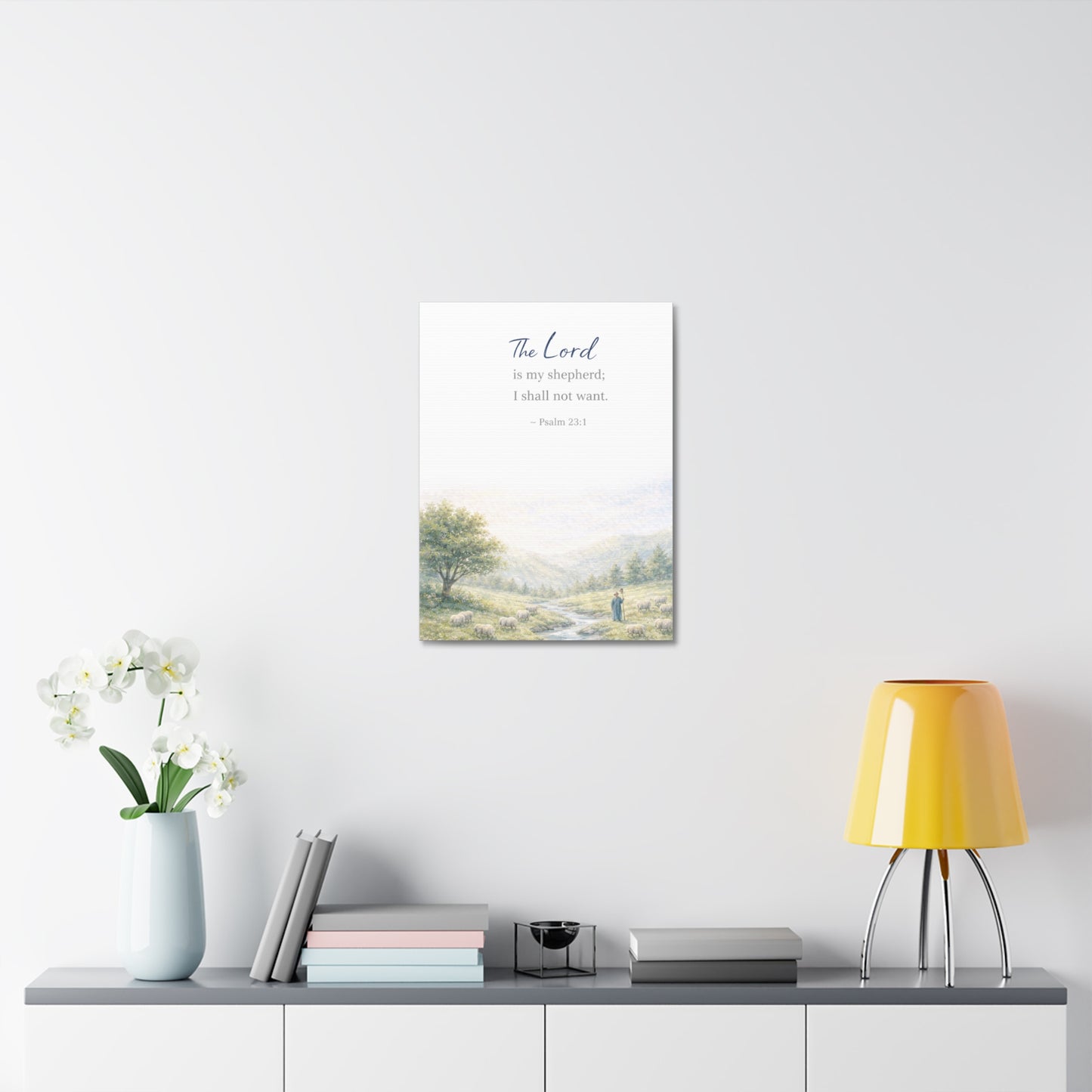 Psalm 23:1 Stretched Canvas – ‘The Lord is my shepherd; I shall not want’ Scenic Wall Art