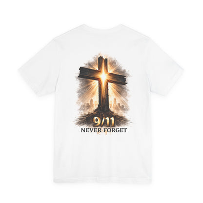 9/11 Never Forget T‑Shirt - Cross Memorial Tee