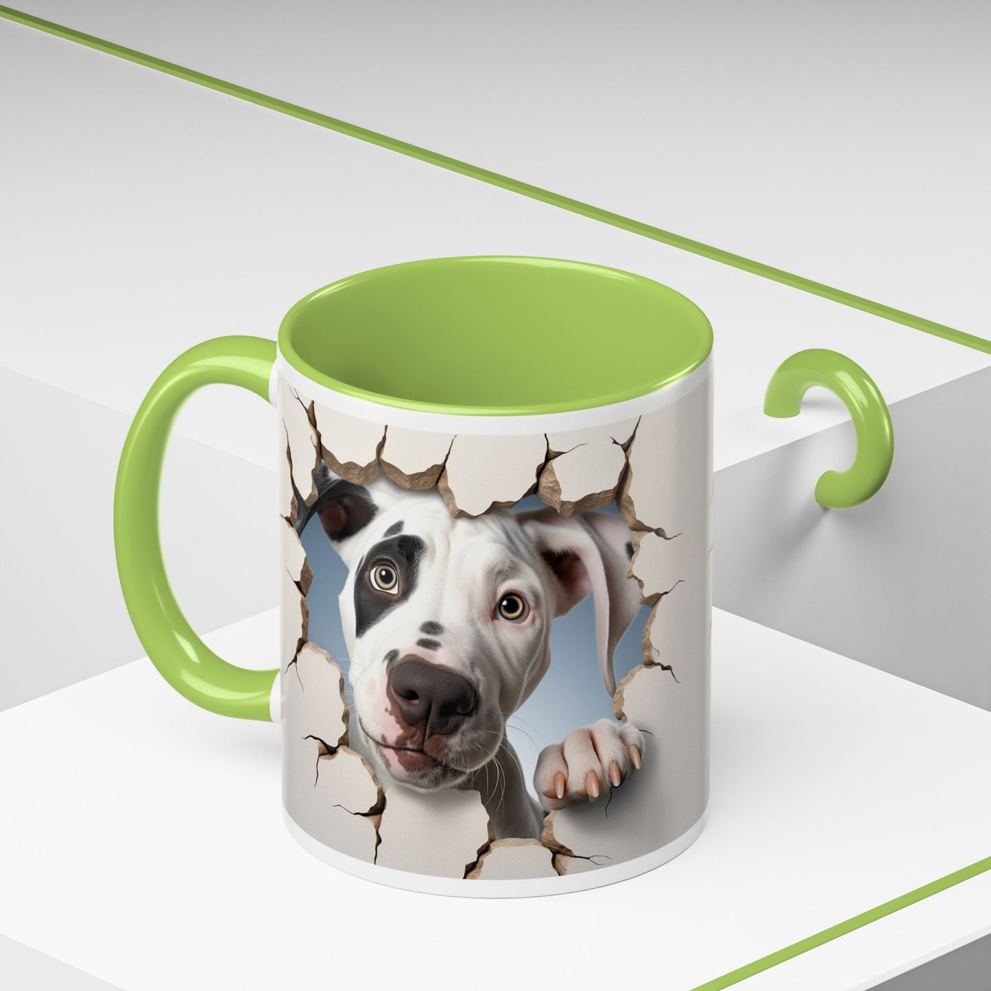 Pit Bull Peekaboo Accent Coffee Mug – Funny Dog Face Tear Design (11/15oz)