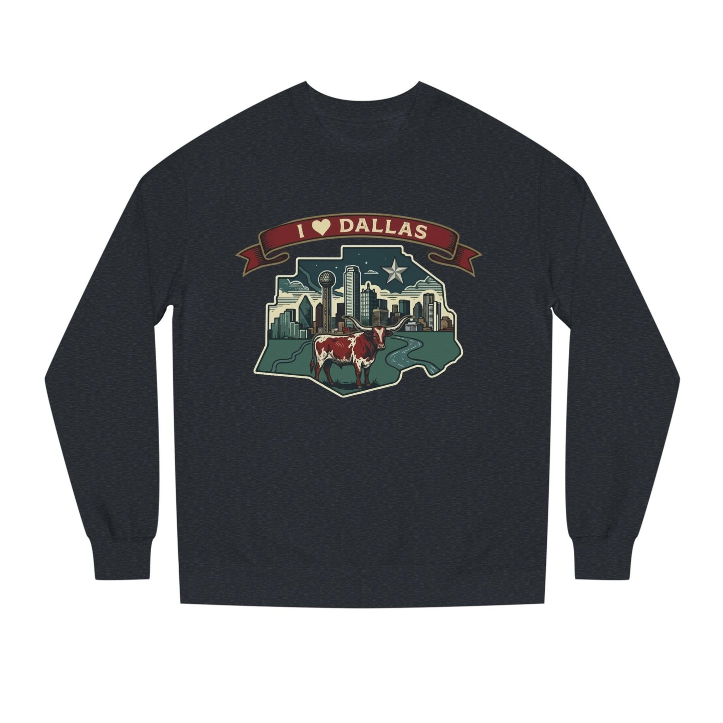 I  Dallas Skyline Sweatshirt — Vintage Texas Cityscape Crewneck