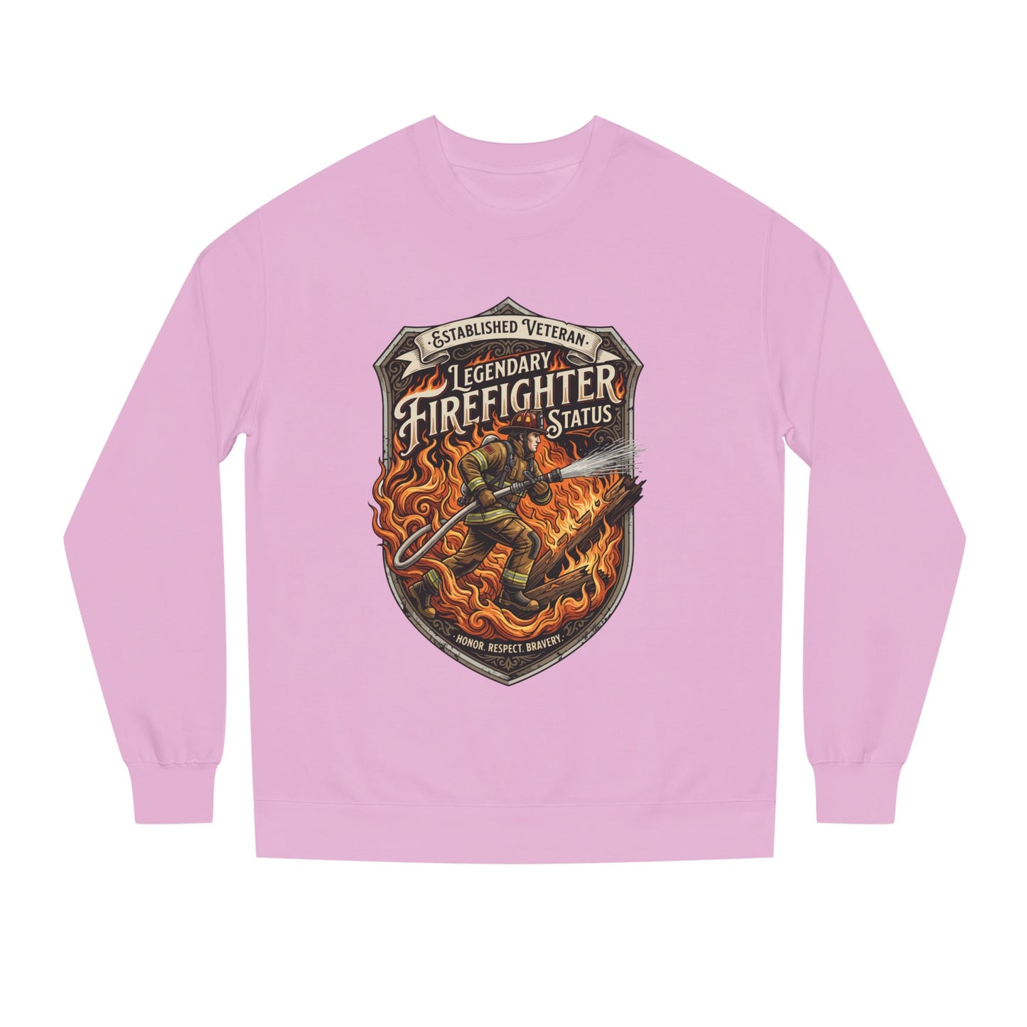 Legendary Firefighter Status Sweatshirt — Established Veteran Badge Crewneck