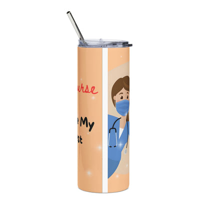 Nurse Appreciation 20oz Stainless Tumbler — Cute Nurse Graphic with Stethoscope & Mask