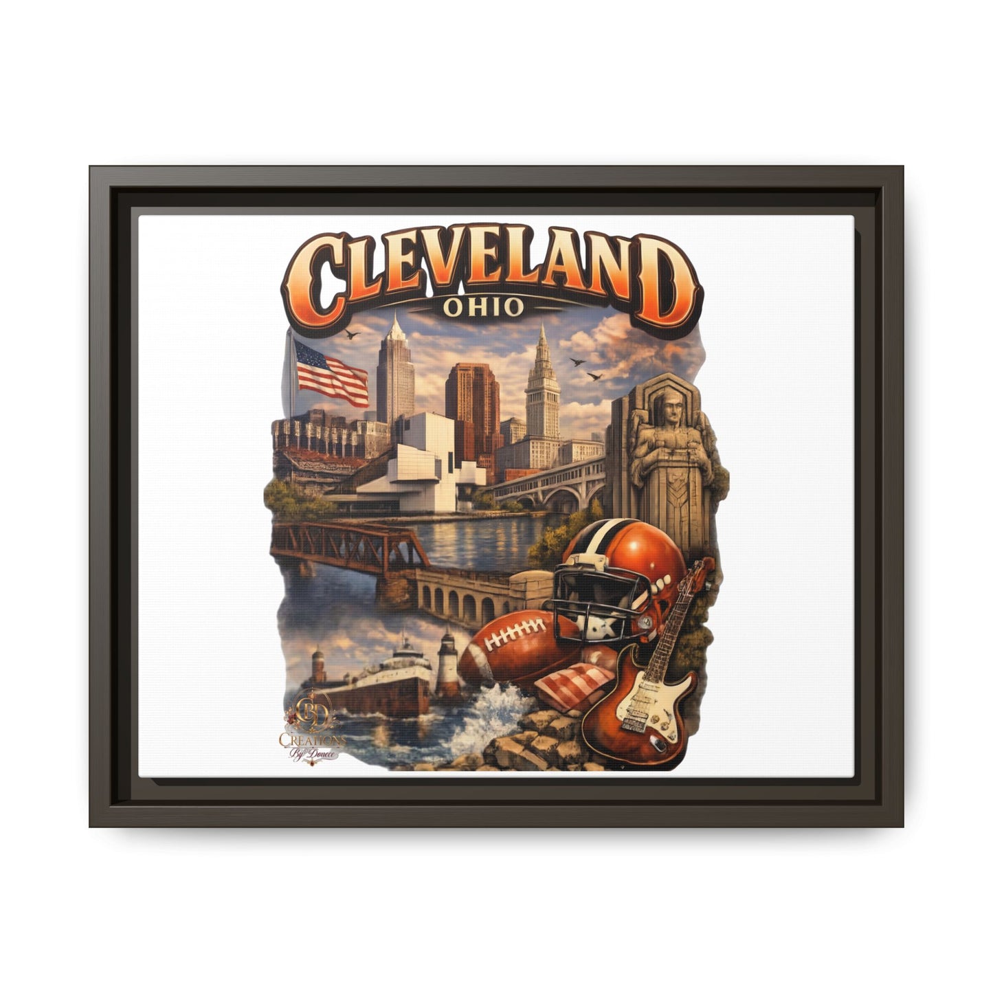 Cleveland Ohio Collage Framed Canvas Print