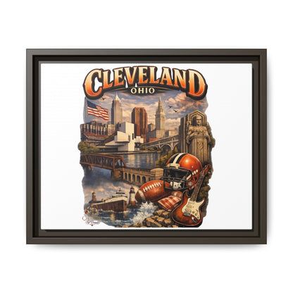 Cleveland Ohio Collage Framed Canvas Print