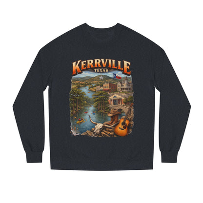 Kerrville Texas Scenic Crewneck Sweatshirt — Riverfront Guitar Vintage Design