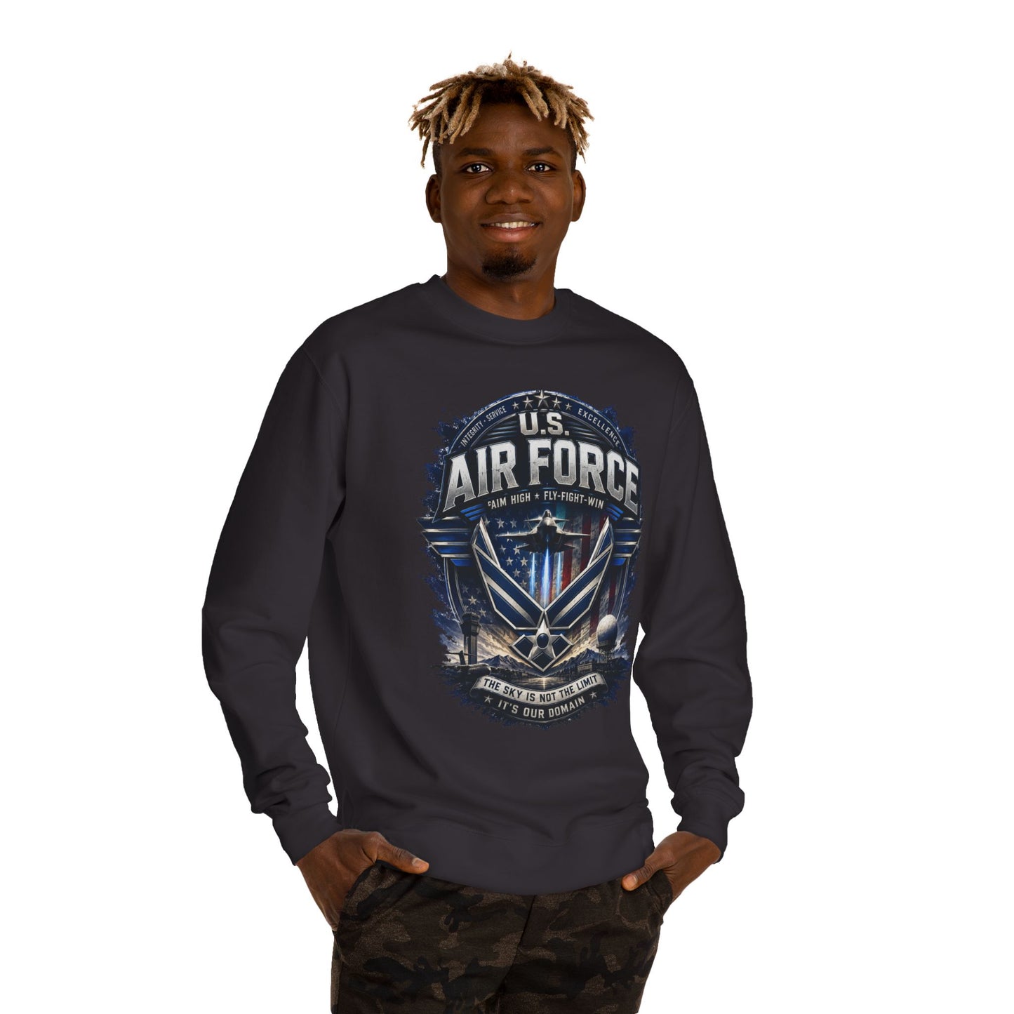 Air Force Crewneck Sweatshirt - U.S. Military Emblem Graphic