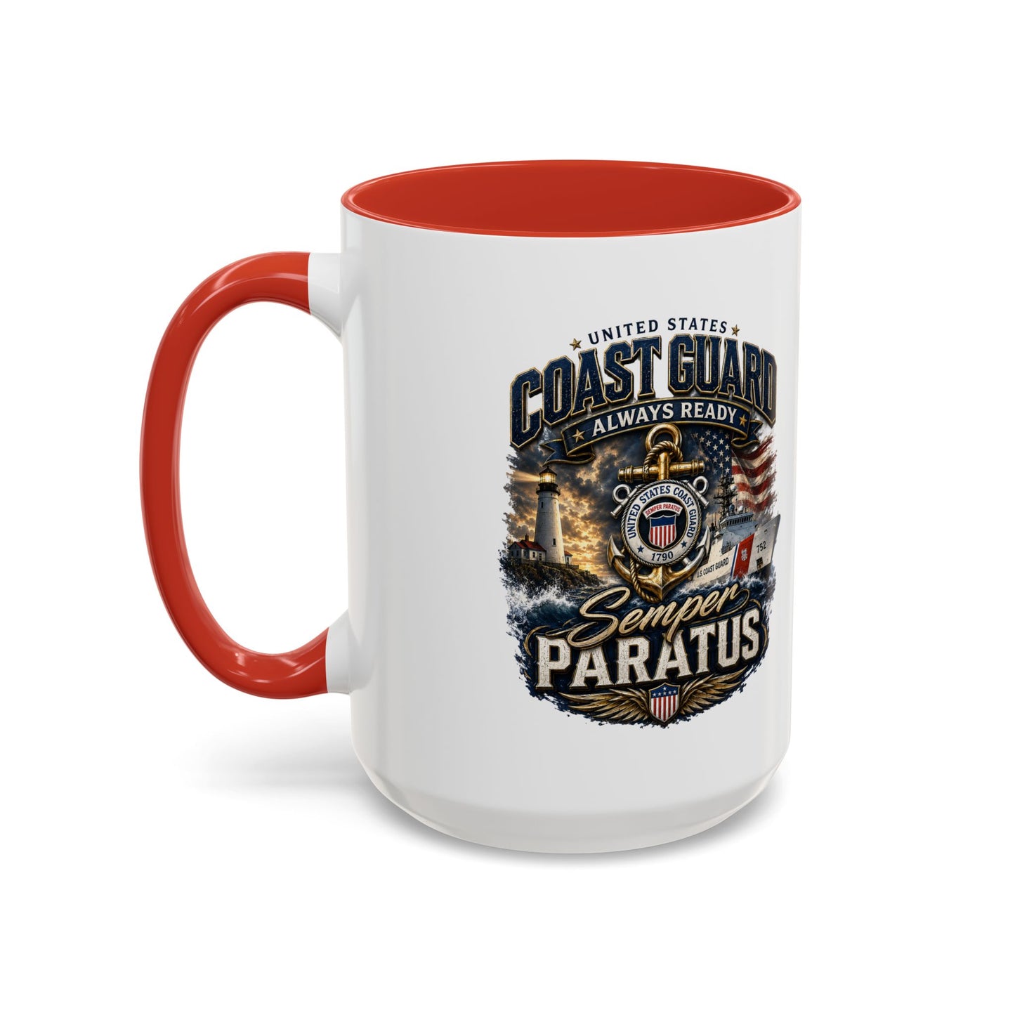 Coast Guard Semper Paratus Accent Coffee Mug – Patriotic Military Gift (11/15oz)