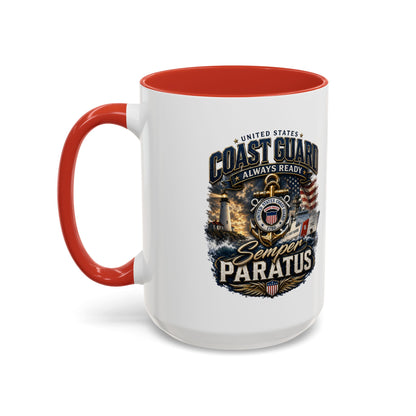 Coast Guard Semper Paratus Accent Coffee Mug – Patriotic Military Gift (11/15oz)