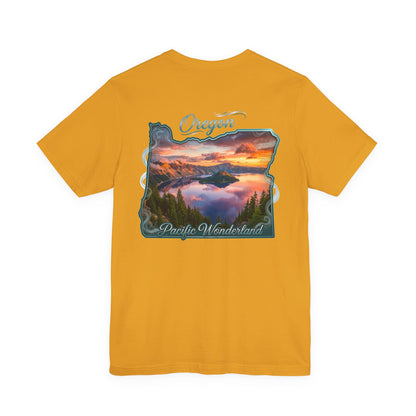 Oregon Pacific Wonderland T‑Shirt — Scenic Sunset State Map Tee