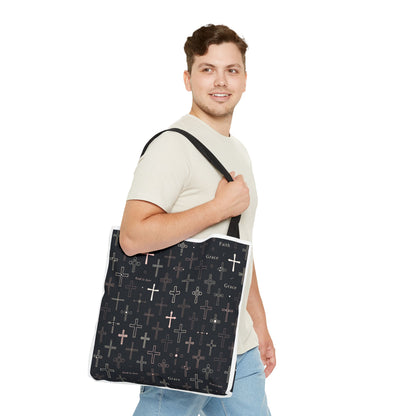 Cross Pattern Tote Bag — Faith & Grace Religious All-Over Print Tote