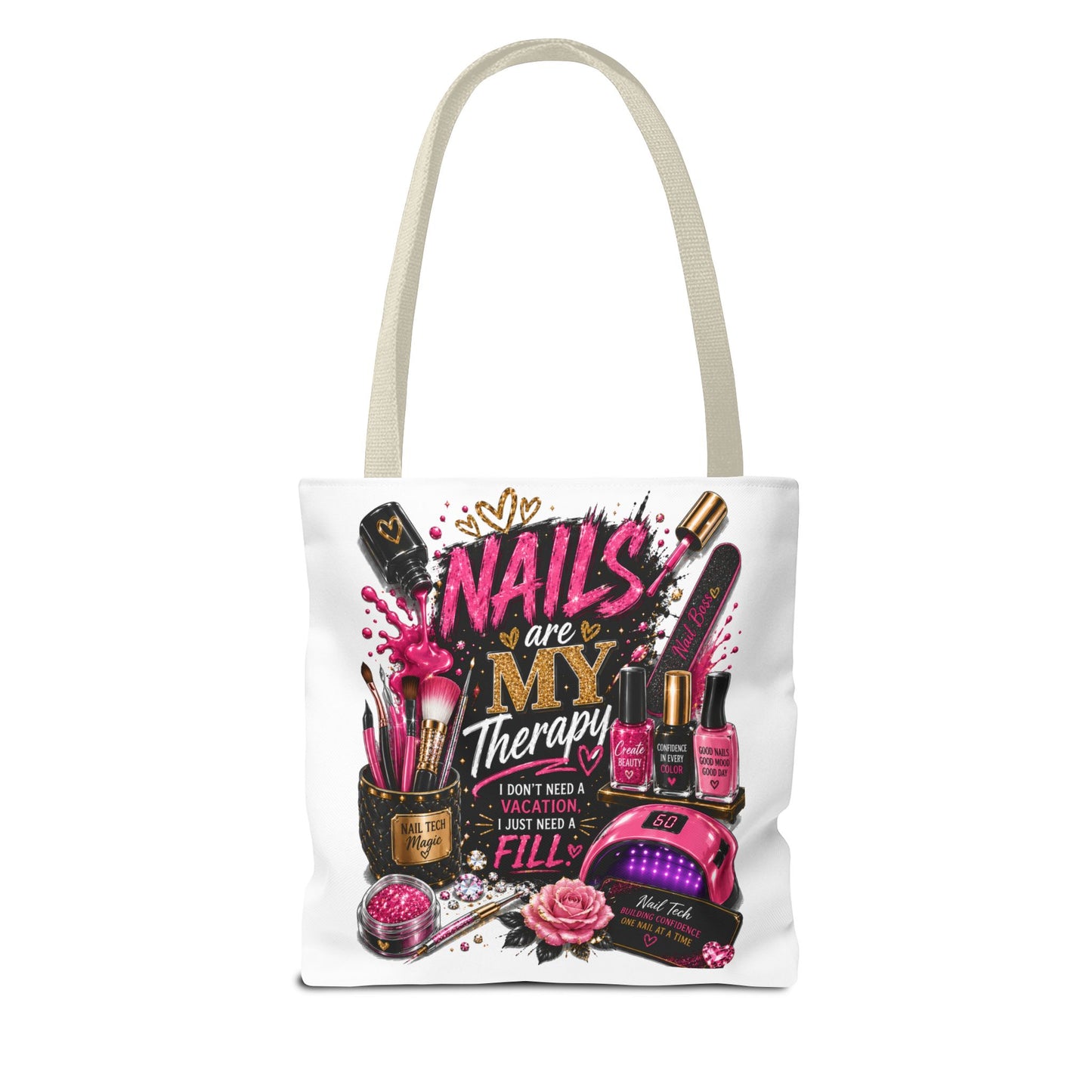 Nails Are My Therapy Tote Bag — Nail Tech Cosmetic Makeup Salon Gift