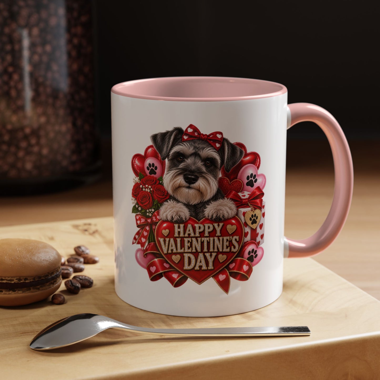 Valentine’s Day Dog Coffee Mug — "Happy Valentine’s Day" Accent Mug
