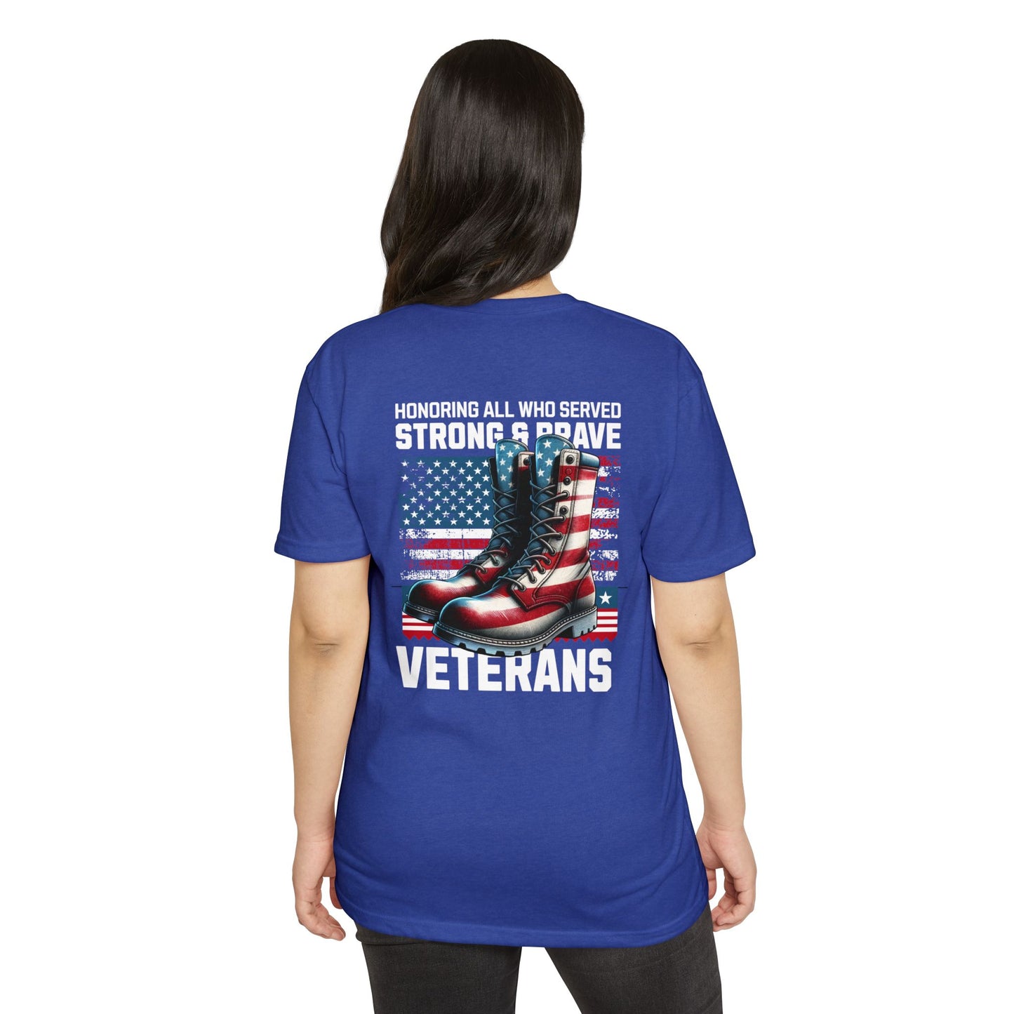 Veterans Tribute T-Shirt — "Honoring All Who Served" American Flag Boots