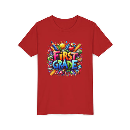 First Grade Kids Tee — Colorful Back-to-School Shirt for Boys & Girls