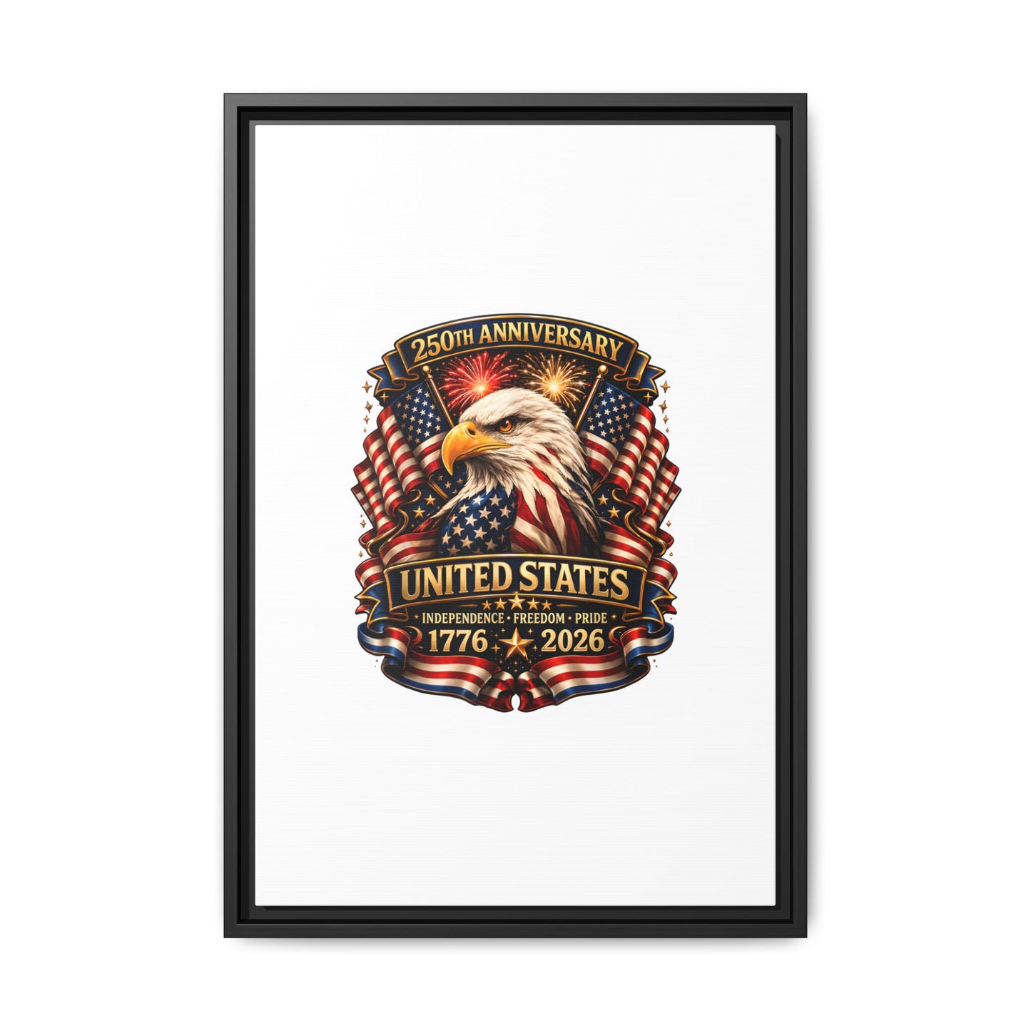 Patriotic Eagle 250th Anniversary Framed Canvas Print — United States 1776–2026