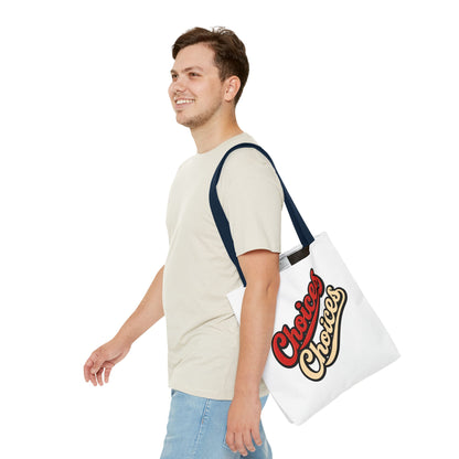 Choices Retro Script Tote Bag — Vintage Two-Tone Typography Canvas Tote