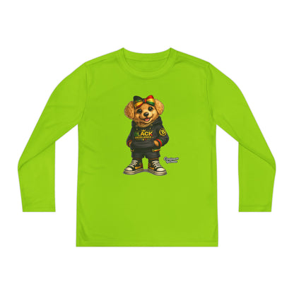 Youth Long Sleeve Tee — Trendy Bear Graphic "Black Excellence"