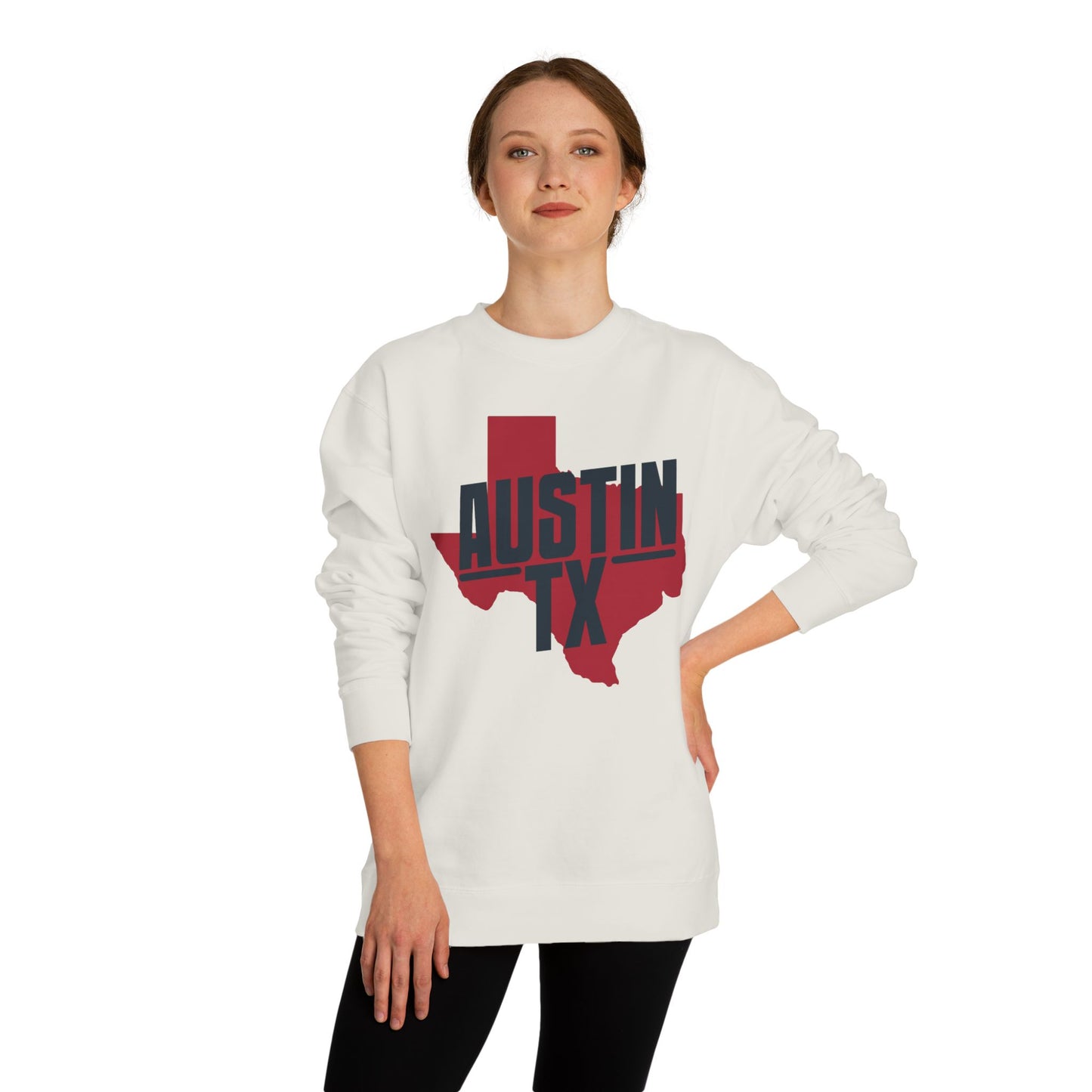 Austin TX Sweatshirt — Red Texas State Graphic Crewneck