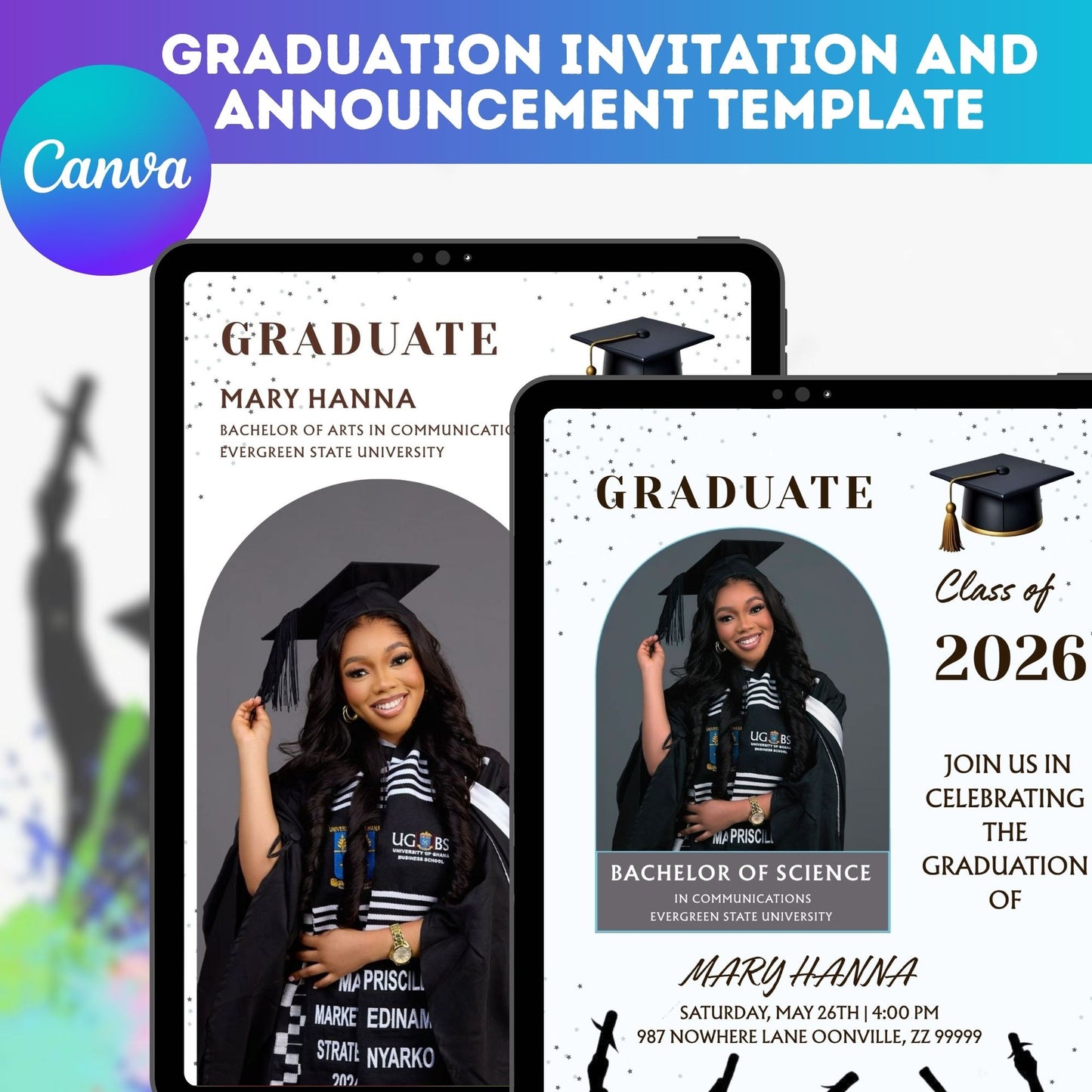 Graduation Invitation & Announcement Template | Editable Digital Grad Party Invite