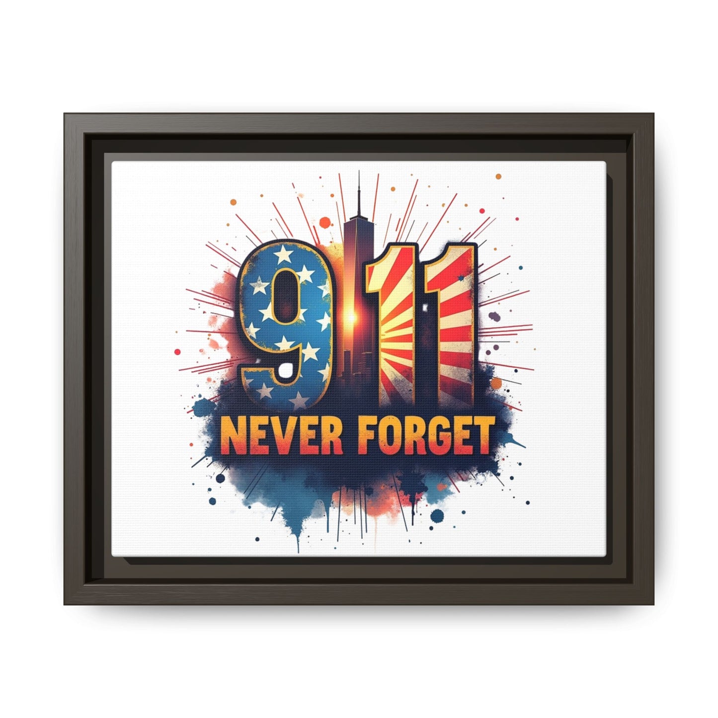 Framed Canvas Wall Art — “9·11 Never Forget” Memorial Print