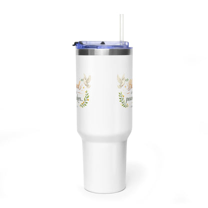 40oz Inspirational Tumbler — "Blessed are the Peacemakers" Floral Vacuum Cup