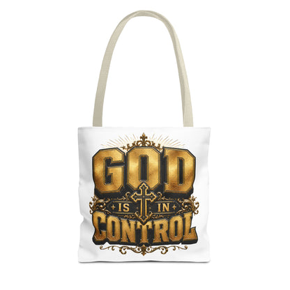 God Is in Control Tote Bag — Faith-Inspired Christian Tote for Church, Gifts & Everyday Use