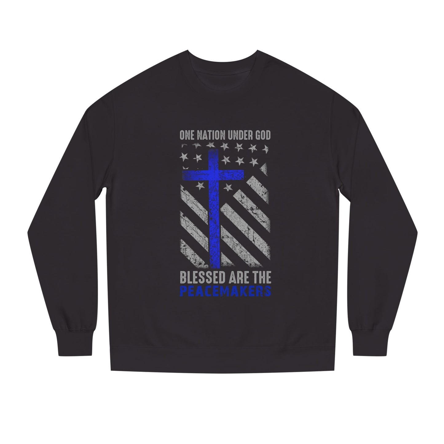 Blessed Are The Peacemakers Crewneck Sweatshirt — One Nation Under God Christian Flag Design