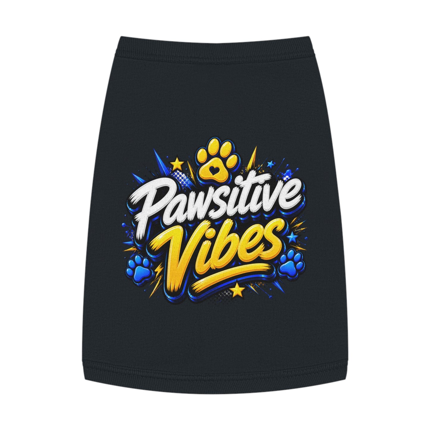 Pet Tank Top: "Pawsitive Vibes" Dog Tank — Cute Paw Print Pet Shirt