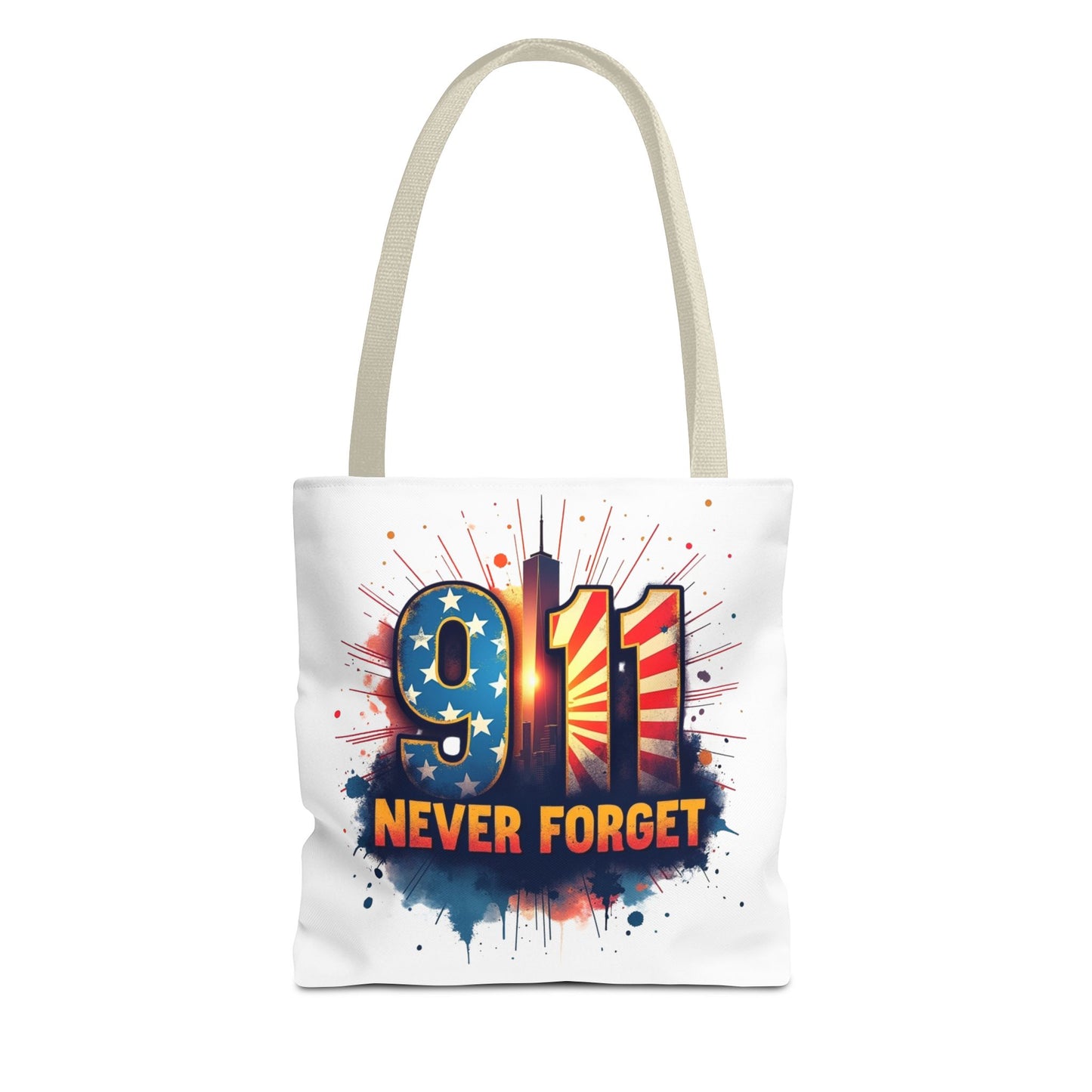 9/11 Never Forget Tote Bag — Patriotic Memorial Tribute Tote