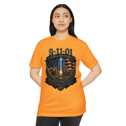 9/11 Memorial T-Shirt — "We Will Never Forget" Tribute Tee