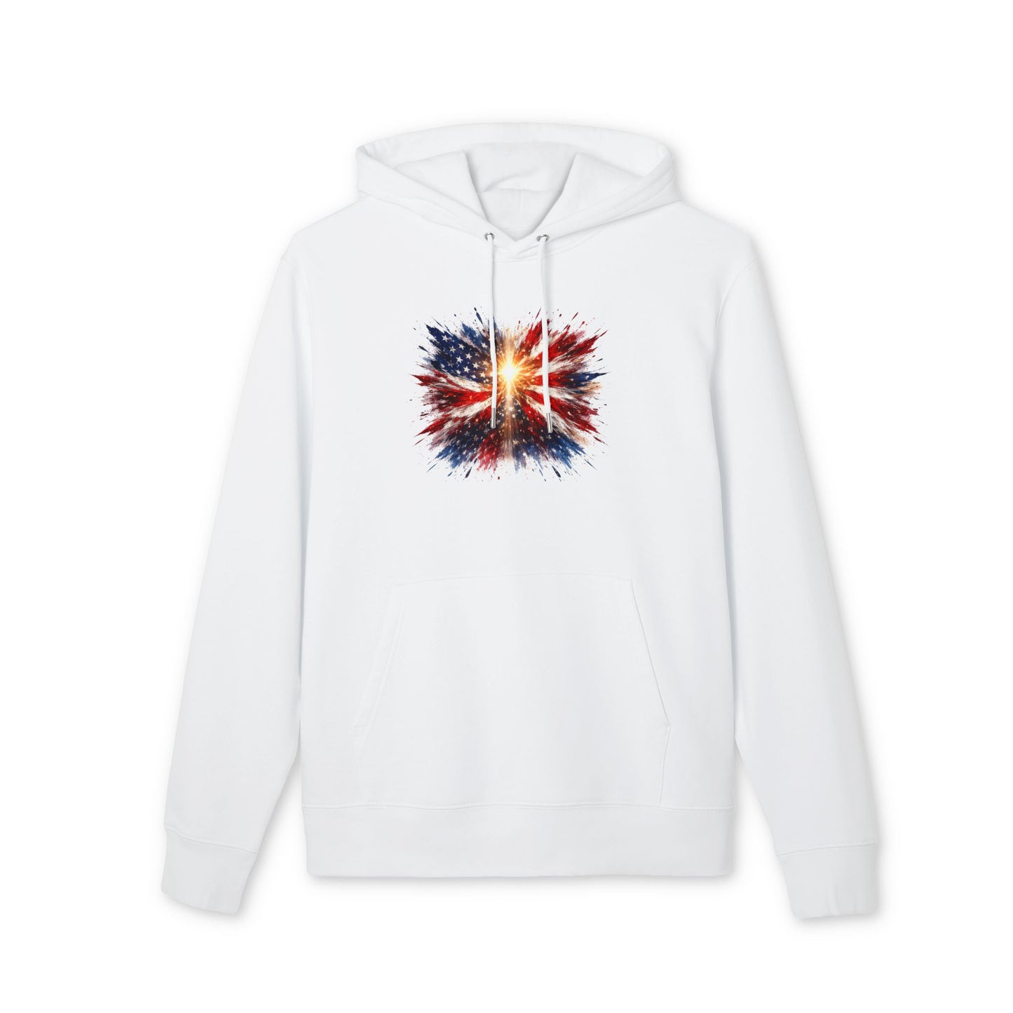 American Flag Explosion Hoodie — Patriotic Firework Pullover