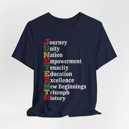 Juneteenth Acrostic T-Shirt — Juneteenth Journey Unity Nation Empowerment Tee