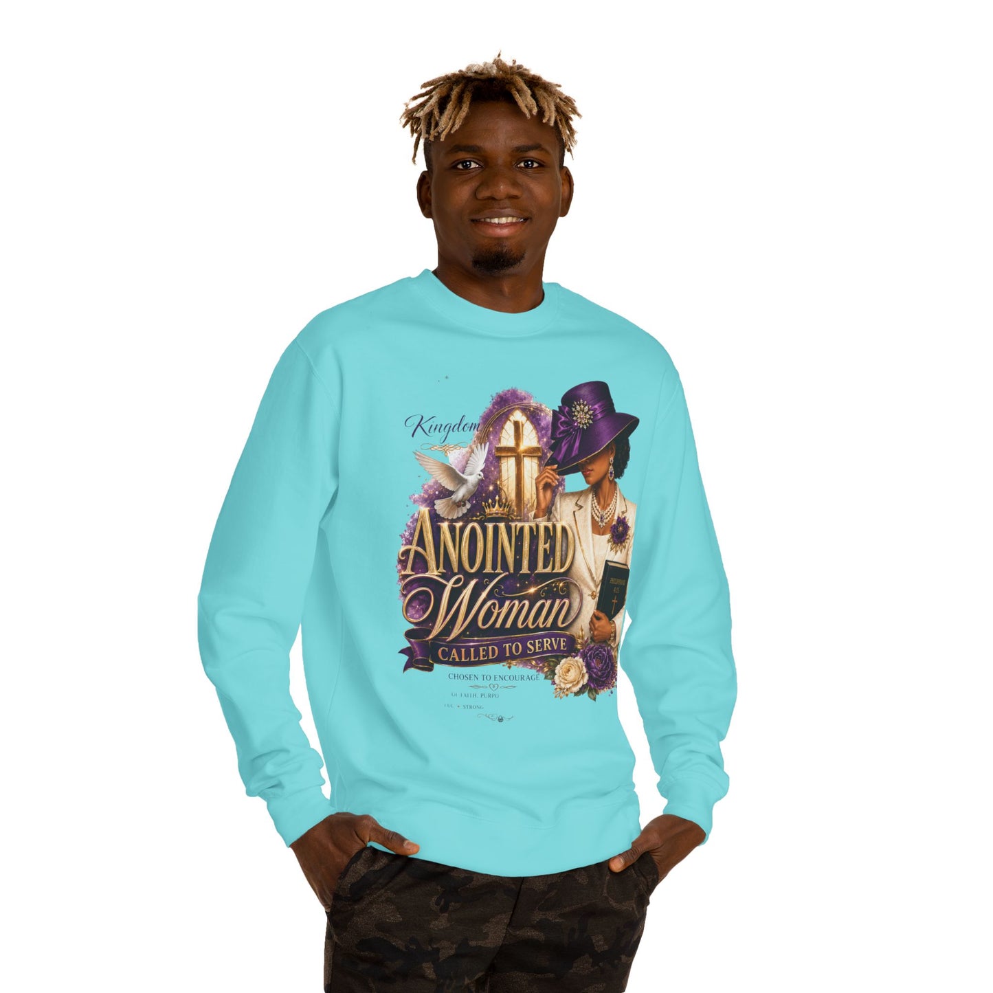 Anointed Woman Crewneck Sweatshirt — Called to Serve Gospel Graphic