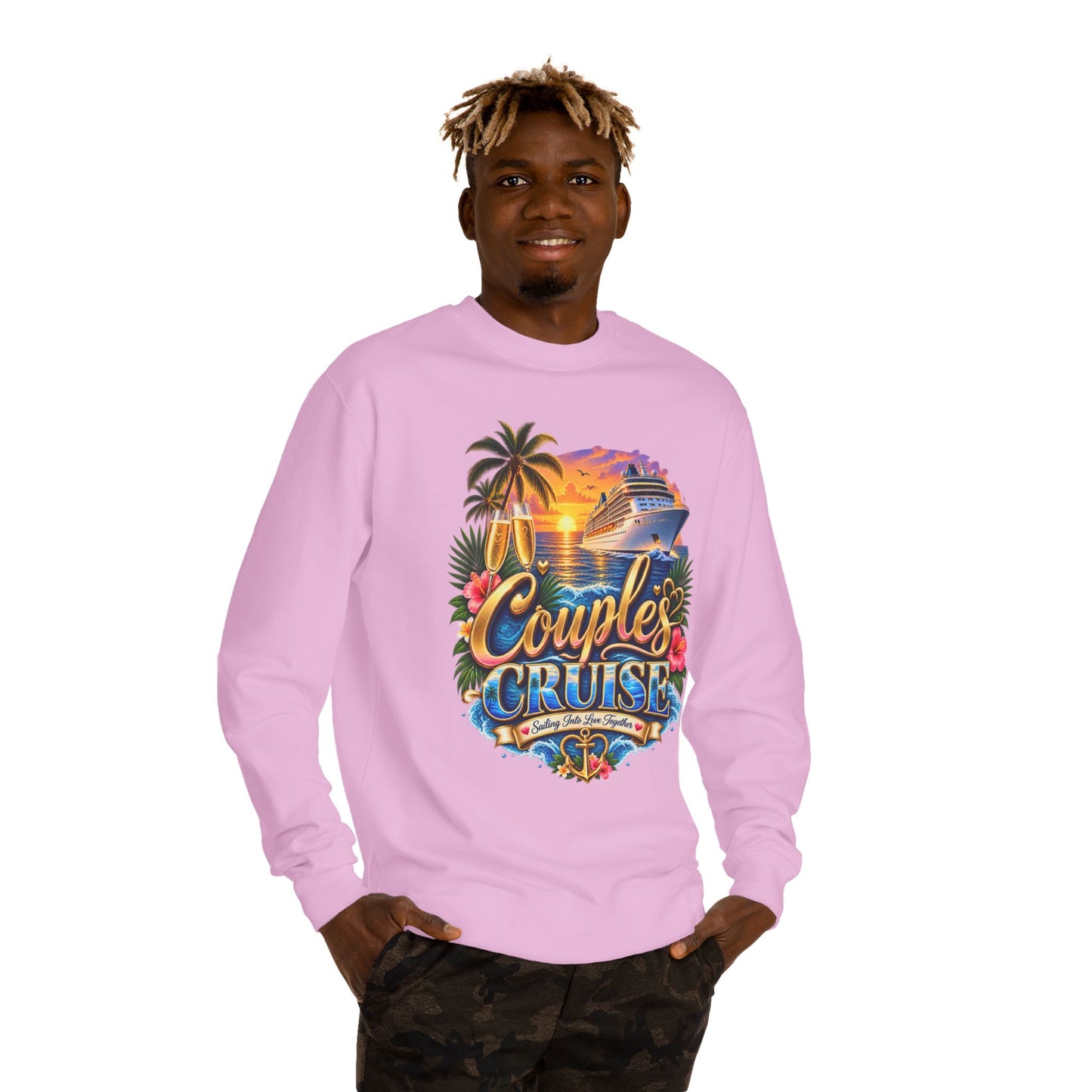 Couples Cruise Sweatshirt — Tropical Sunset Cruise Graphic Crewneck