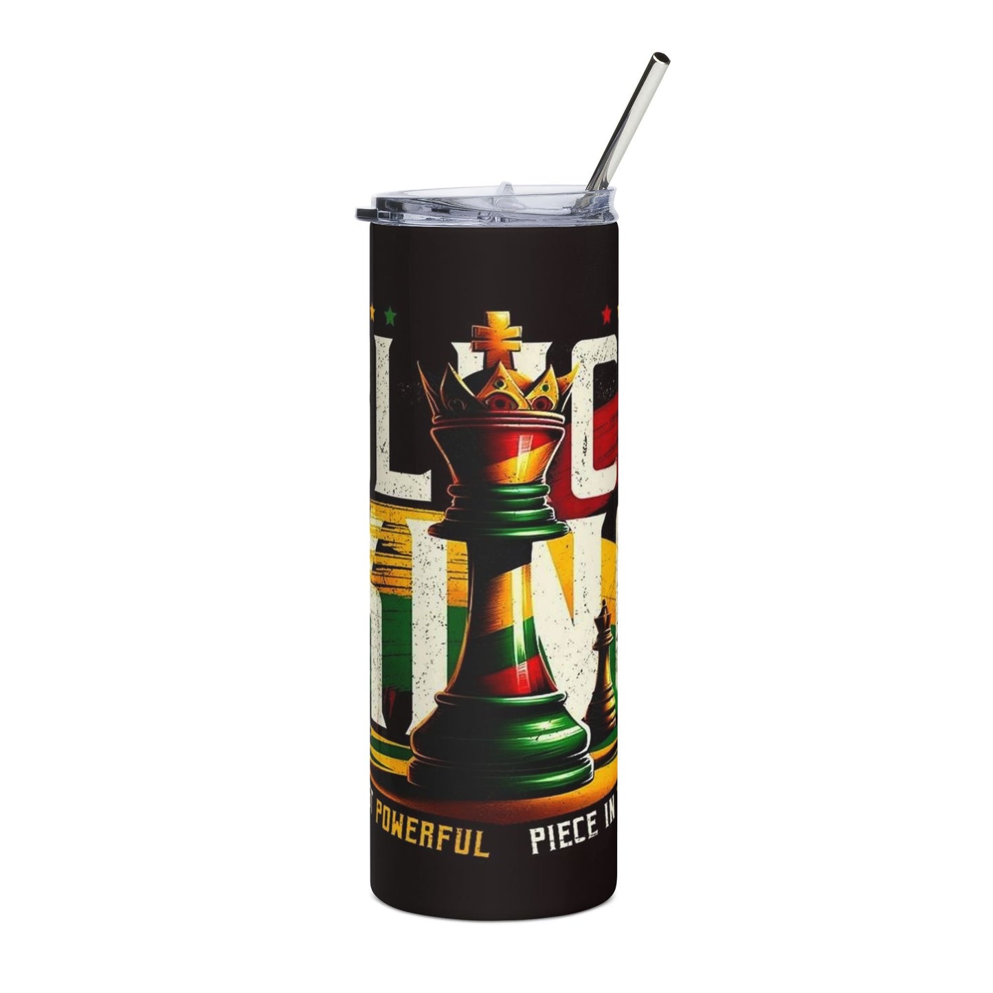 Chess Tumbler — "Black King" Stainless Steel 20oz Travel Cup