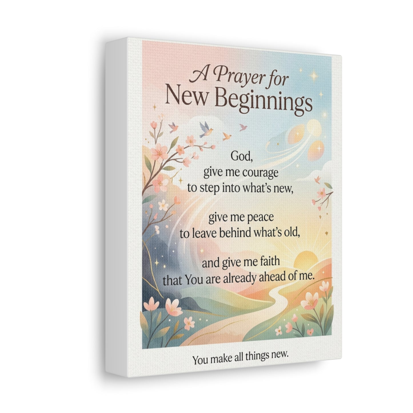 New Beginnings Prayer Canvas — Inspirational Christian Wall Art