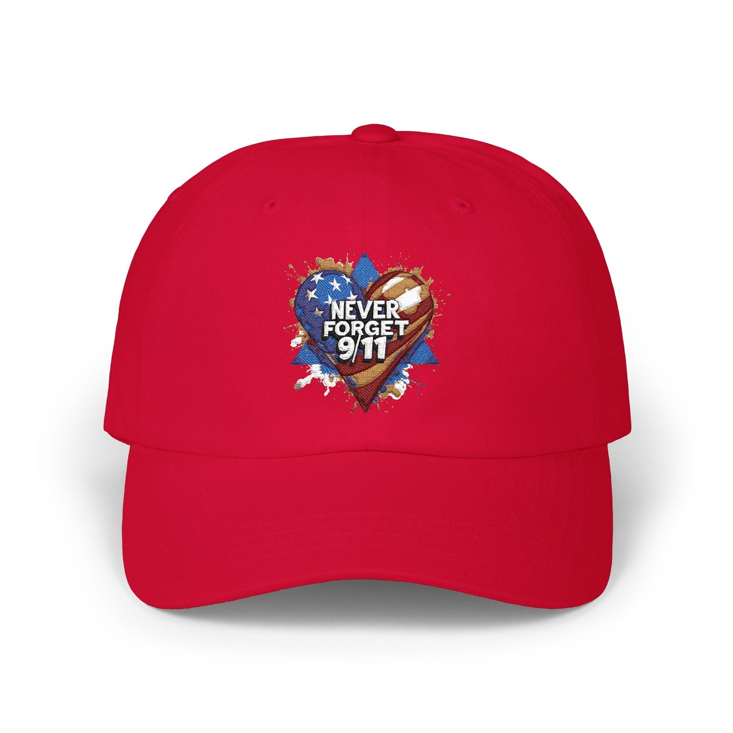 Dad Cap - "Never Forget 9/11" Heart American Flag Tribute Cap