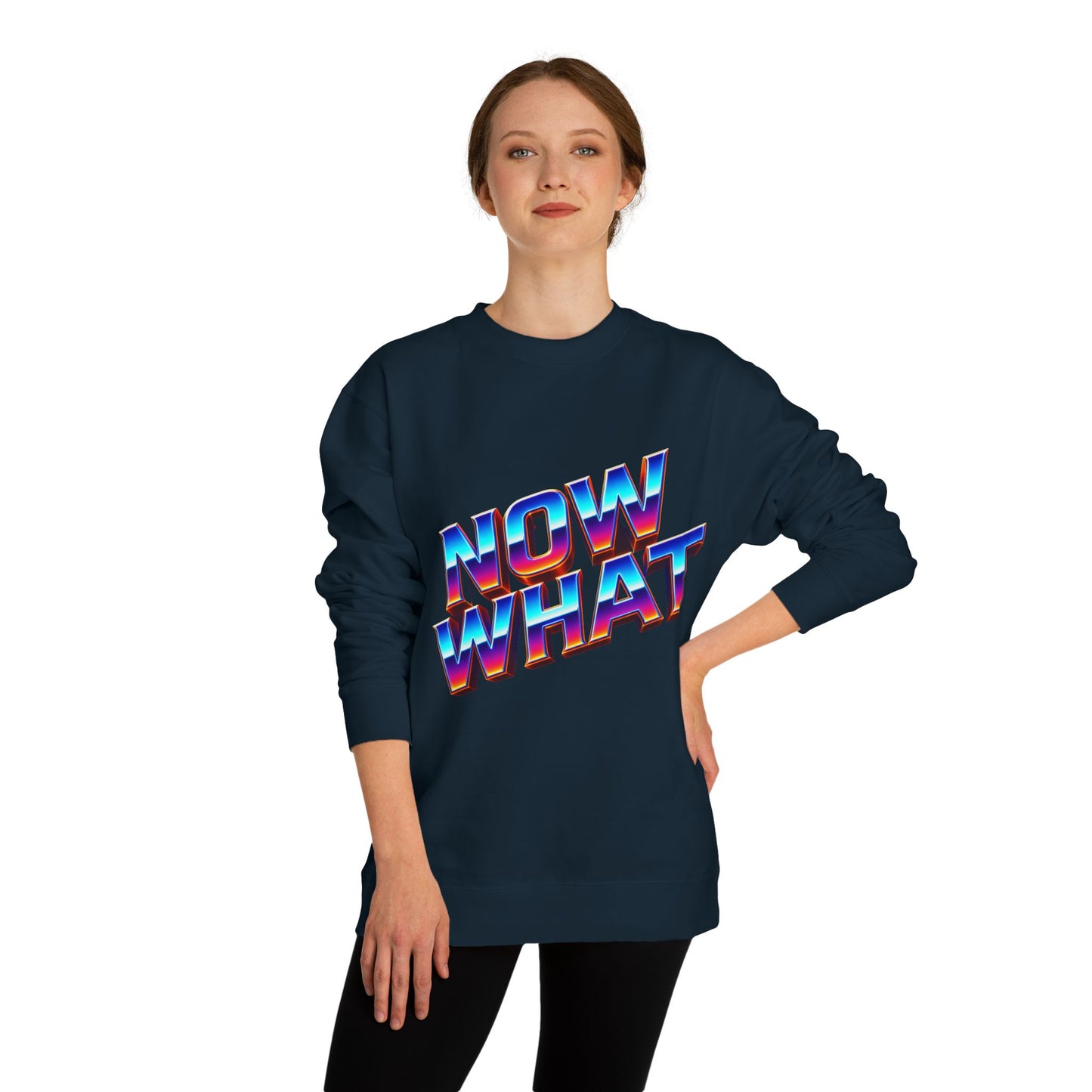 Now What Retro Sweatshirt — Bold 80s Gradient Graphic Crewneck
