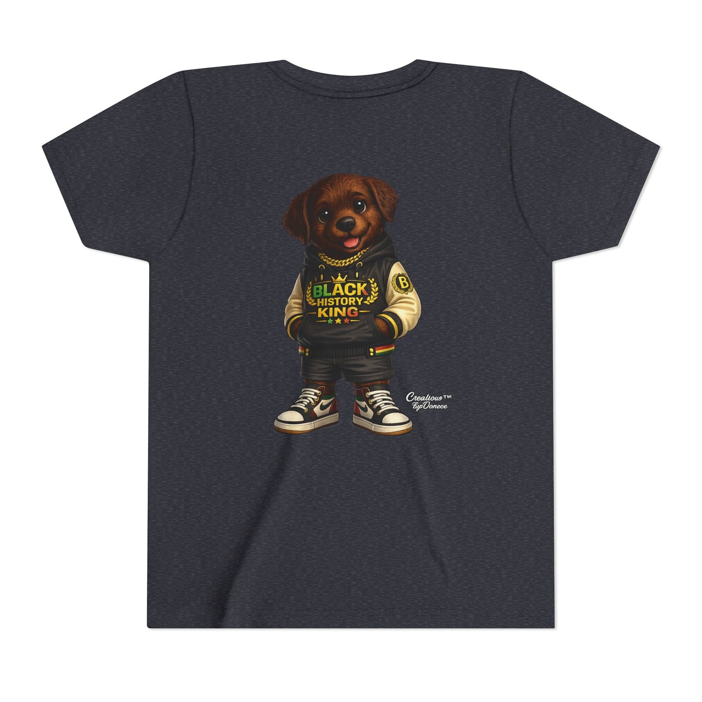 Youth Tee — 'Black History King' Puppy Graphic Shirt