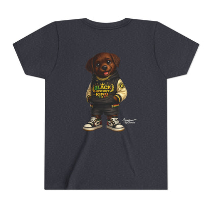 Youth Tee — 'Black History King' Puppy Graphic Shirt