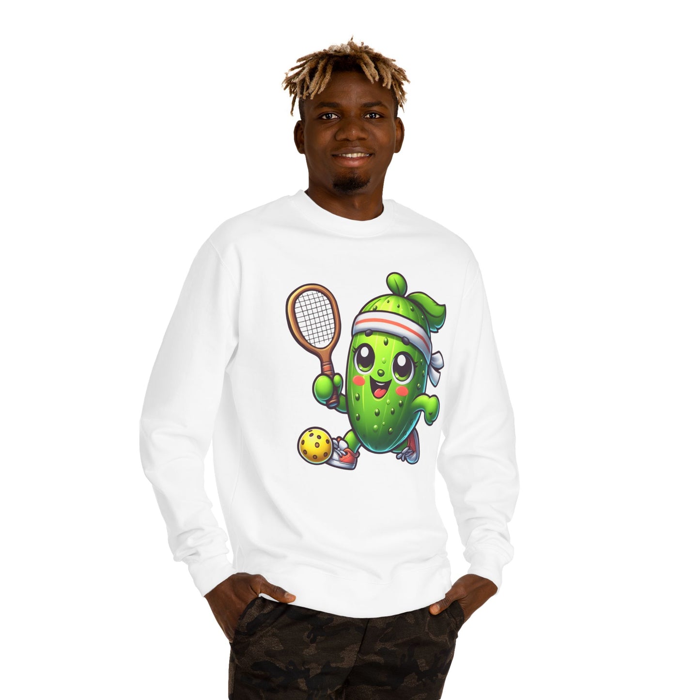 Pickleball Avocado Sweatshirt — Cute Cartoon Pickleball Player Crewneck