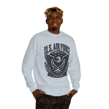 U.S. Air Force Crewneck Sweatshirt — "Above All, Aim High" Graphic