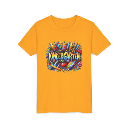 Kindergarten Colorful School Supplies Youth Tee — Back-to-School Kids T-Shirt