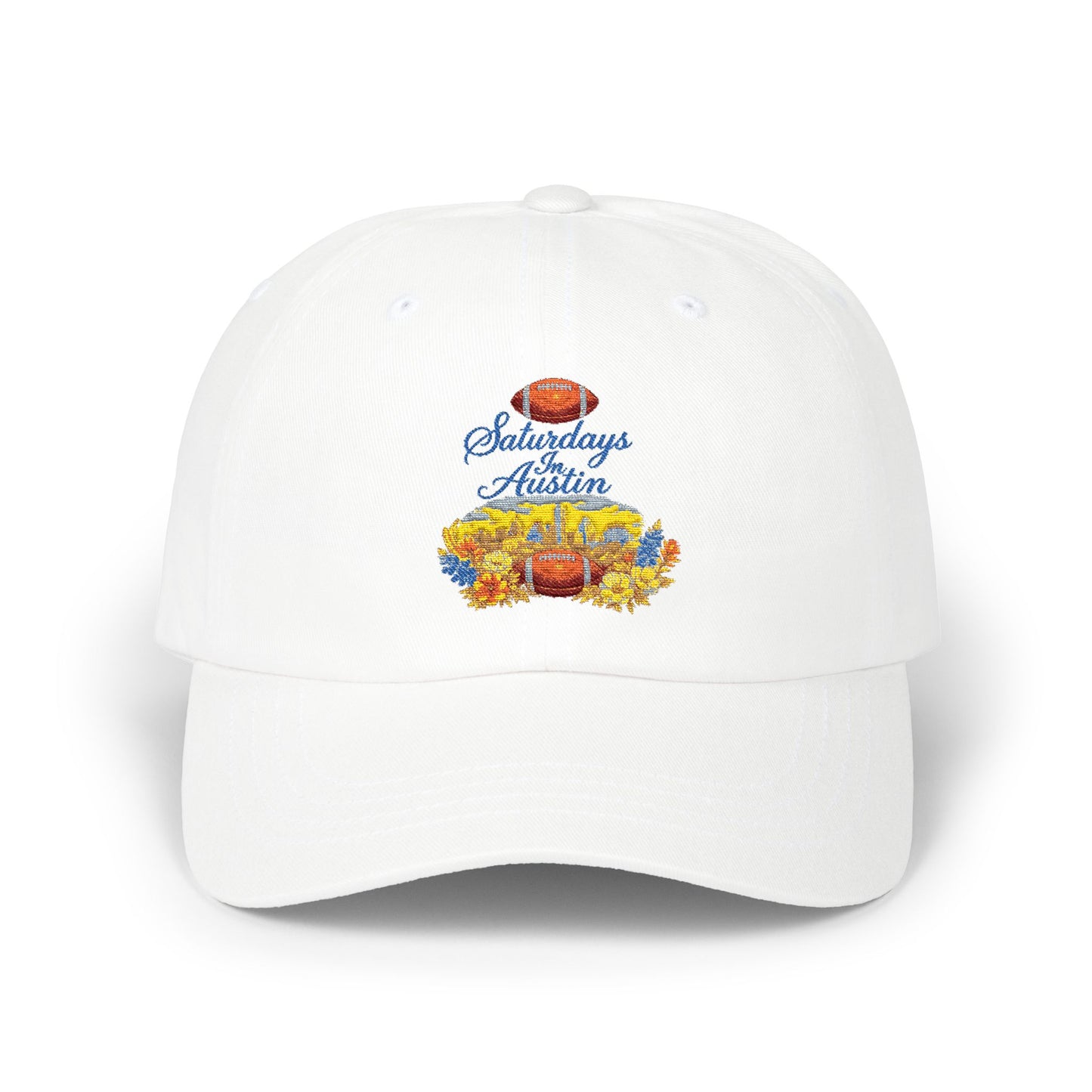 Dad Cap — “Saturdays Are For Austin” Embroidered Football & Sunflower Hat