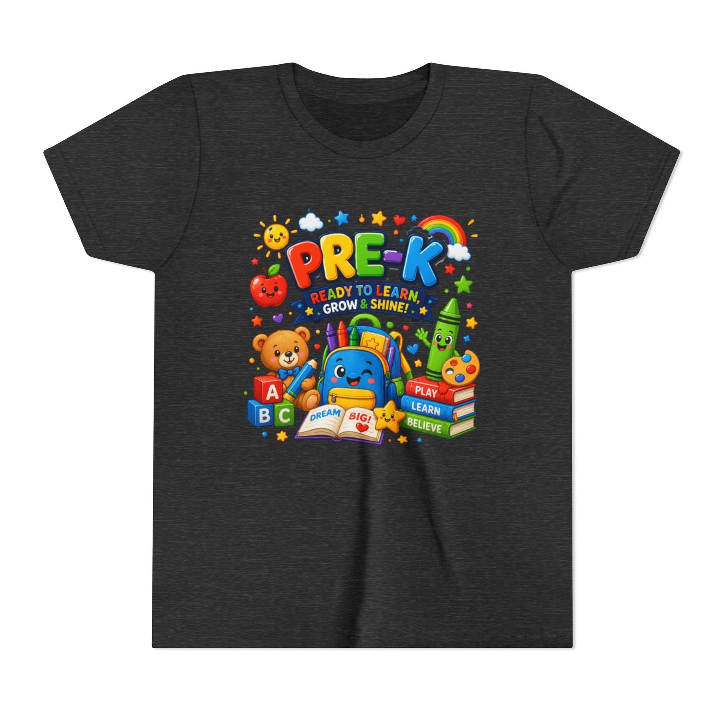 Pre-K Ready To Learn Kids T-Shirt — Colorful Preschool Back-to-School Tee