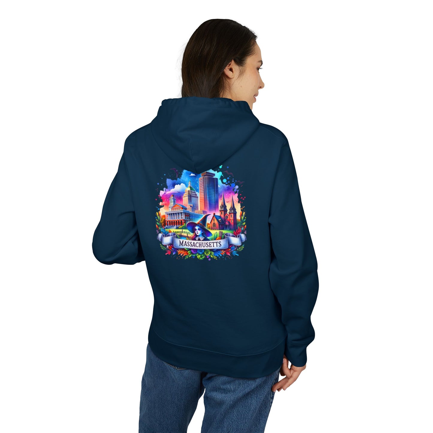 Massachusetts Skyline Hoodie – Colorful Boston Landmark Pullover