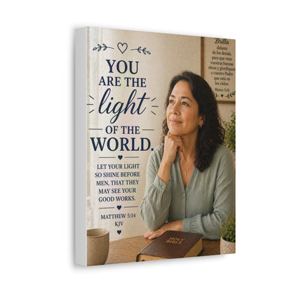 Stretched Canvas - "You Are the Light of the World" Inspirational Scripture Wall Art (Matthew 5:14, KJV)